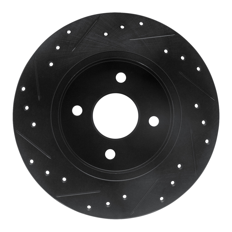 Ford Focus Brake Rotor (1) - Rear Right - R1 Concepts - Drilled & Slotted - Black - `02-`04